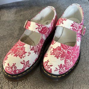 Dr. Martens Mary Janes, White with pink flocking, GUC, Size 8